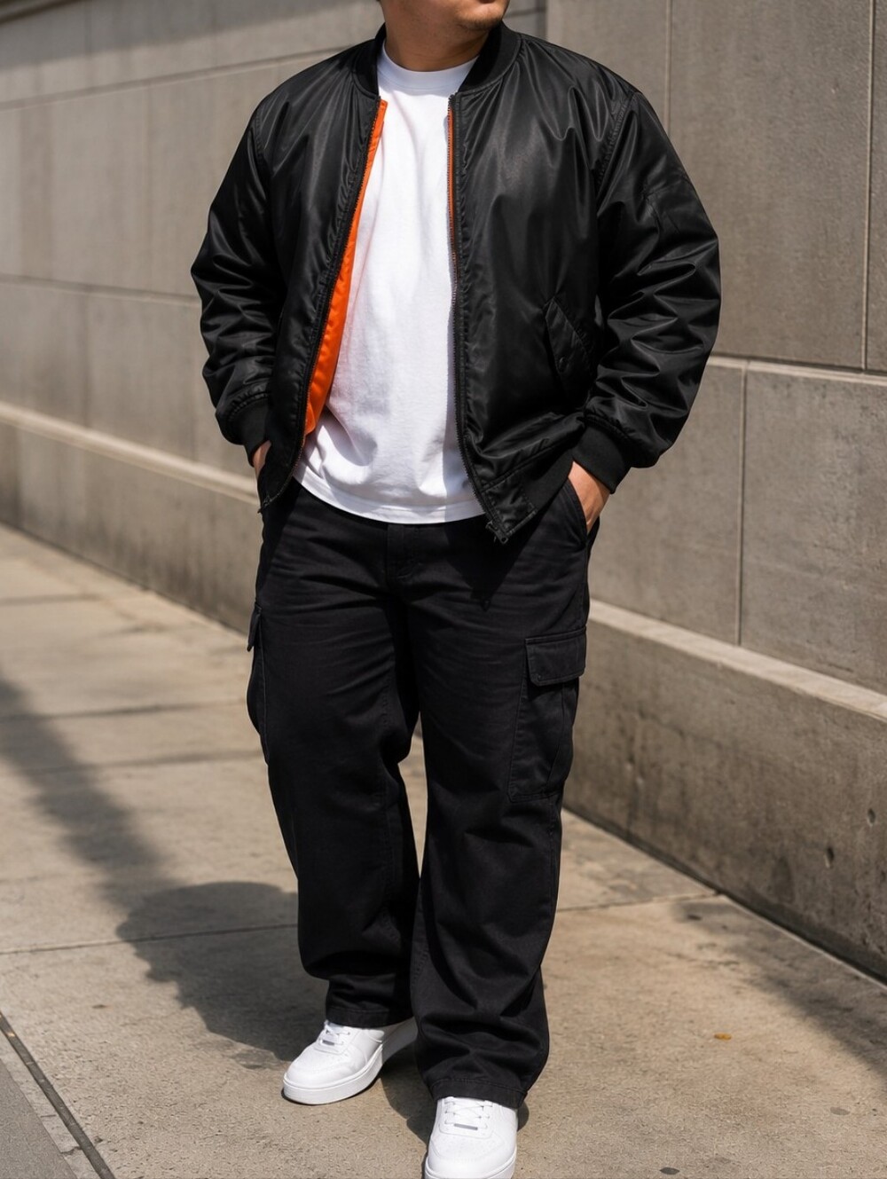NWT Levi's Black Nylon Bomber Windbreaker Jacket Orange Lining Plus Size Zip
